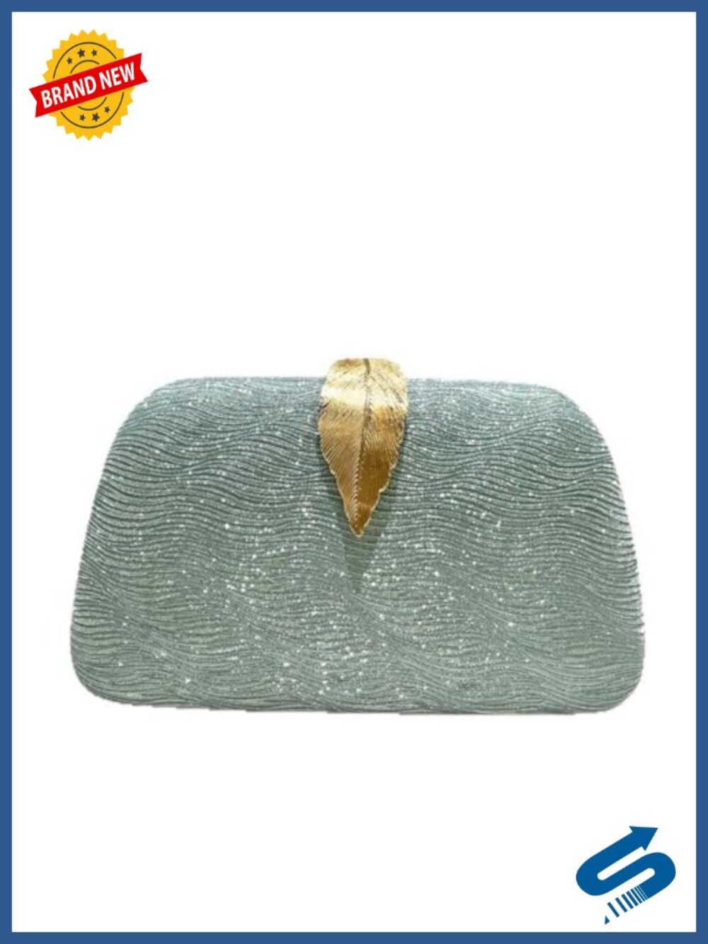 Evening Bag Clutch Metallic Leaves Clasp